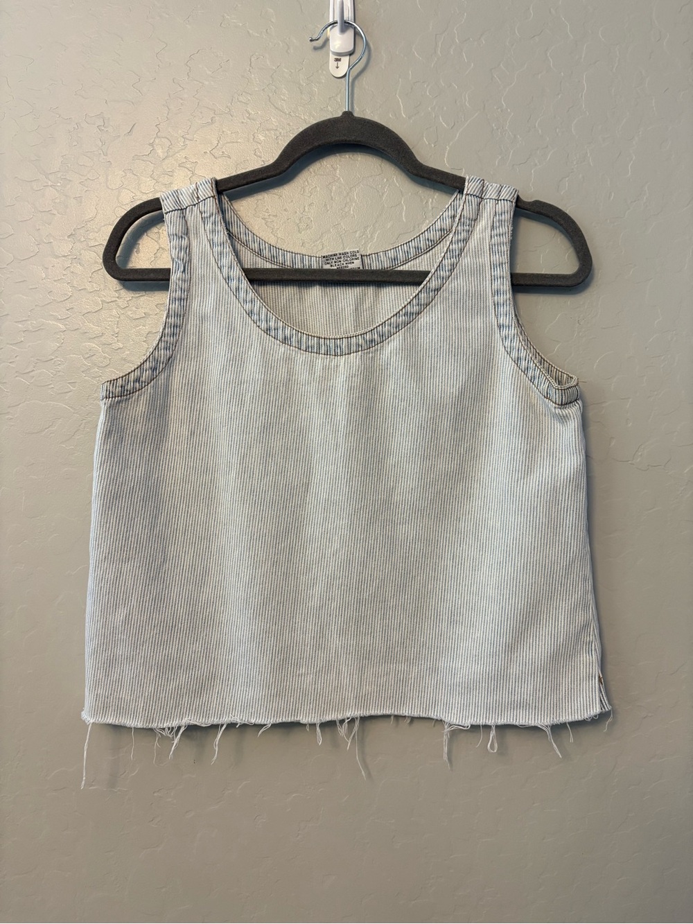CMC vintage blue and white striped denim tank top made in USA XS